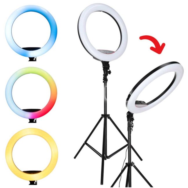RGB LED selfie kruhové svetlo - priemer 45cm