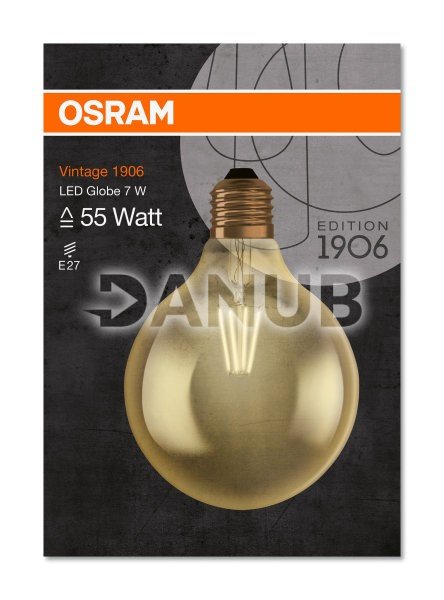 Led žiarovka filament e27 7w osram vintage 1906 globe gold - teplá biela