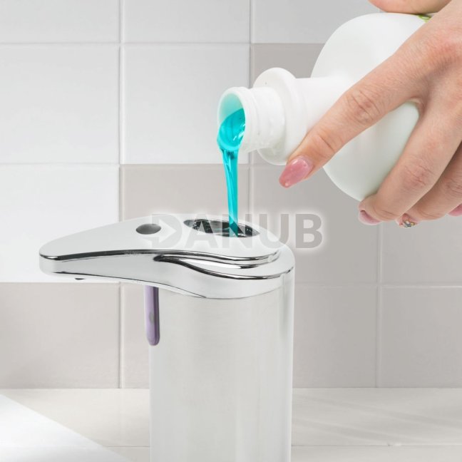 Automatický dávkovač mydla - 220 ml - voľne stojací - na batérie - chrómová