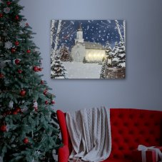 LED obraz na stenu - zimná krajina - 2 x AA, 48 x 38 cm
