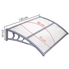 Strieška na vchodové dvere - 120x80 hnedá - sivá/priehľadná
