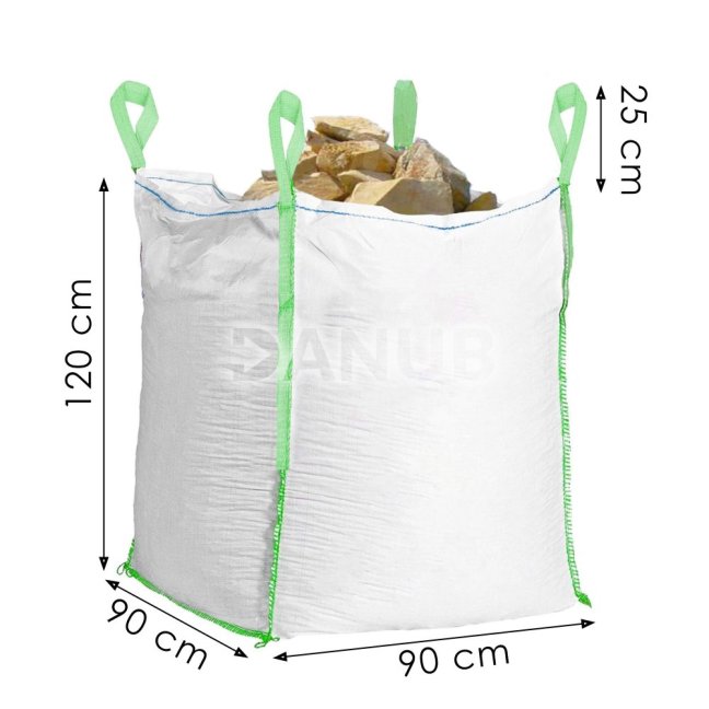 Big Bag vrece s nosnosťou 1000 kg - biela so zelenou
