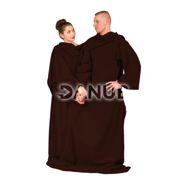 Deka s rukávmi pre pár - čokoláda