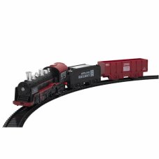 Karácsonyi vonatkészlet beltérre Ø 68 cm, 3 jármű, sárga LED-fény és zene, 2 × 1,5 V-os AA elemes tápellátás – sínes készlet