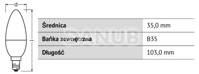 LED žiarovka SVIEČKA 5W = 40W E14 2700K 470lm OSRAM PARATHOM
