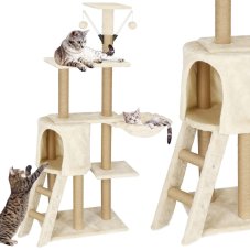Viacúrovňové škrabadlo pre mačky 136 cm krémové