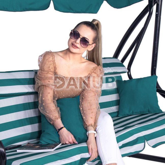 Záhradná hojdačka LINDA - tyrkysová pruhovaná