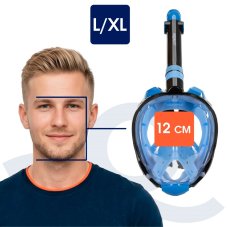 Celotvárová maska na šnorchlovanie XL - modrá, čierna