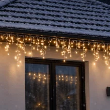 Světelný závěs s rampouchy venkovní 60 m, 1500 LED, teplá bílá, 8 programů, časovač, ovladač – sada 3 ks