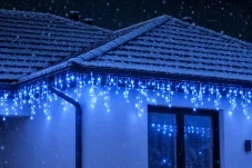 Svetelný záves s cencúľmi vonkajší 60 m, 1500 LED, modrá, 8 programov, časovač, ovládač – sada 3 ks