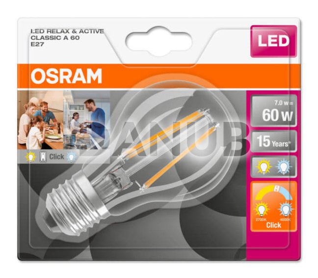 LED žiarovka E27 DUO CLICK 7W = 60W 806lm OSRAM 2700K 4000K Act &amp; Rel