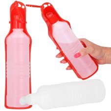 Fľaša na vodu pre psov a mačky s napájadlom - 250 ml - červená