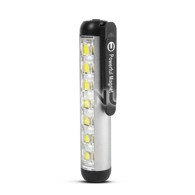 LED baterka - režim pracovnej lampy - 400 mAh akumulátor - XPE + SMD LED - 500 lm - IP55 - strieborn