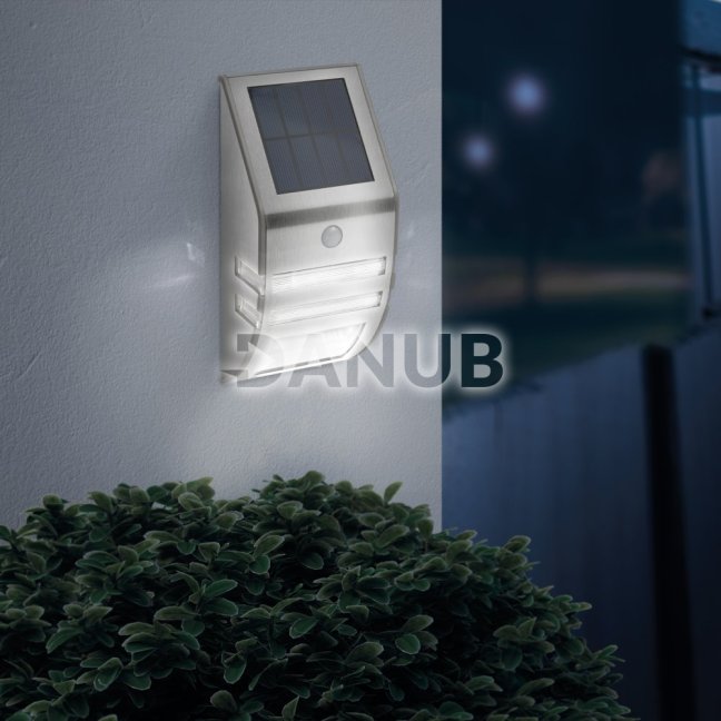 LED solárna nástenná lampa - s pohybovým senzorom - studená biela - 170 x 78 mm