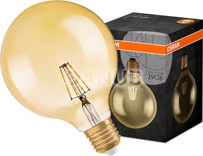 Led žiarovka filament e27 7w osram vintage 1906 globe gold - teplá biela