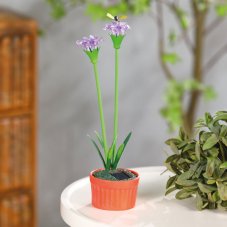 Farebné solárne kvety - 8 x 8 x 32 cm - 10 teplých bielych LED - fialová