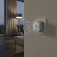 Digitálny bezbatériový a bezdrôtový zvonček – Kinetický – biely – modrá LED