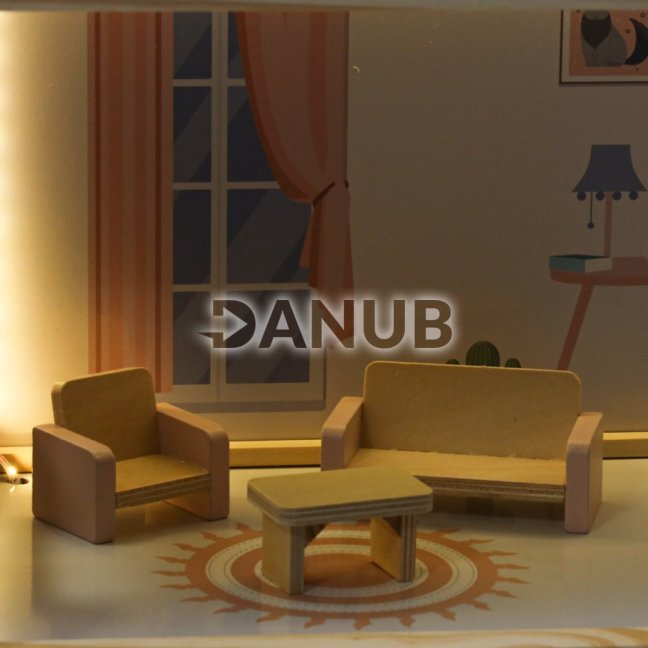 Drevený domček pre bábiky + nábytok - 80cm - ružový
