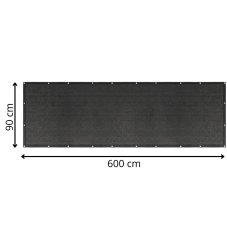 Tieniaca balkónová záclona - 0,9x6 m - 95% tienenie - antracitová