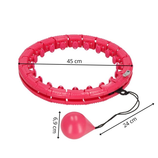 Hula hoop so záťažou a zoštíhľujúcim masérom - 24 výstupkov - ružová
