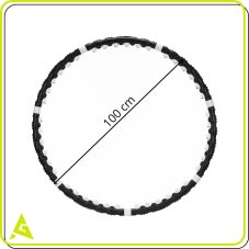 Hula hoop s masážnymi výstupkami - 92 cm - skladací - čierny