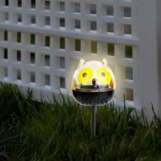 LED solárna lampa - sova - studená biela - žltá  - 150 x 50 x 50 mm