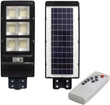 LED solárna pouličná lampa - 270W - 6000K - pohybový a súmrakový senzor + diaľkové ovládanie - čierna
