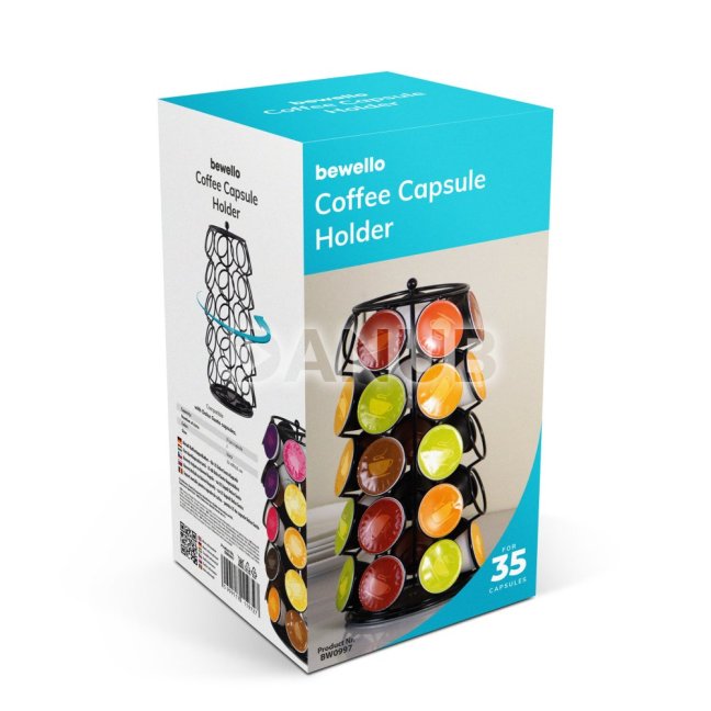 Kovový držiak na kávové kapsuly – na 35 kapsúl Dolce Gusto – 165 x 165 x 320 mm – čierny