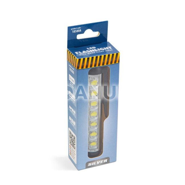 LED baterka - režim pracovnej lampy - 400 mAh akumulátor - XPE + SMD LED - 500 lm - IP55 - strieborn