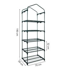 Záhradný/balkónový skleník s fóliou - 5 políc - 130g/m2 - 190x70x50cm - zelená