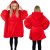 Unisex hrejivá velúrová mikina oversize 2v1 s kapucňou - červená