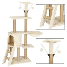 Viacúrovňové škrabadlo pre mačky 136 cm krémové