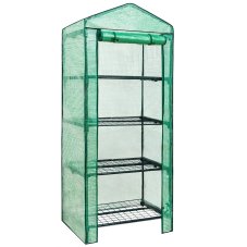 Záhradný skleník - 4 police - fólia UV4 130g/m2 - 1,6x0,5x0,7 m - zelená