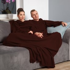 Deka s rukávy pro pár - čokoládová