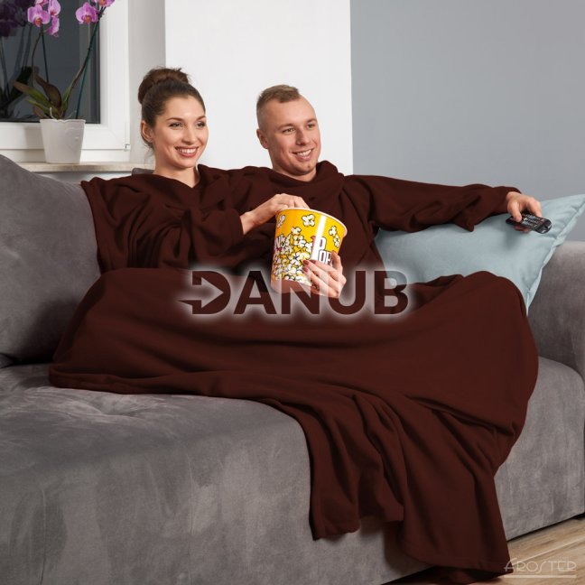 Deka s rukávmi pre pár - čokoláda