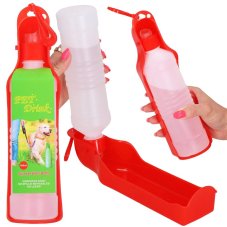 Fľaša na vodu pre psov a mačky s napájadlom - 250 ml - červená