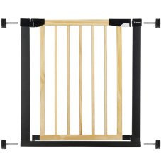 Bezpečnostná bariérová zabrána pre schody a dvere - čierna/drevo - 75-82 cm