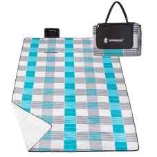 Pikniková deka 300x200 - modro-sivá mriežka
